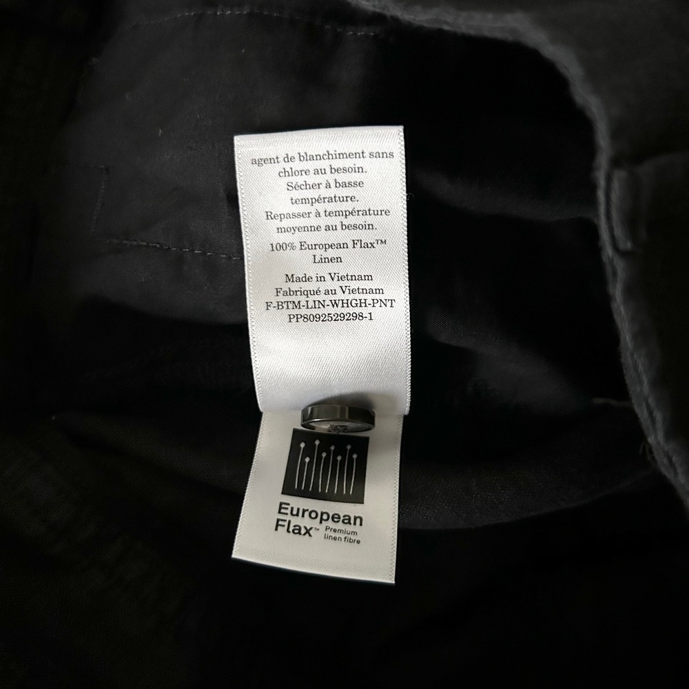 Everlane Black 100% European Flax Linen Pleated Wide Leg High Rise Pants Size 2 - Picture 7 of 7